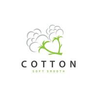 Baumwolle Logo, Sanft und glatt Baumwolle Pflanze Design zum Geschäft Marken mit einfach Linien und Stengel vektor