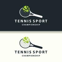 Tennis Sport Logo, Ball und Schläger Design zum einfach und modern Turnier Meisterschaft Sport vektor