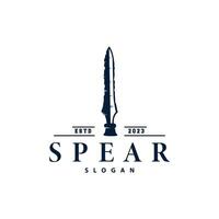 Speer Logo, Pfeilspitze Waffe Design Jagd Speer einfach Jahrgang retro rustikal minimalistisch Konzept vektor