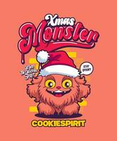 cookiespirit rolig xmas tecknad serie illustration. vektor