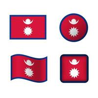 vektor nepal nationell flagga ikoner uppsättning