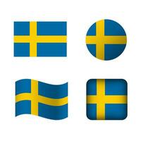 vektor Sverige nationell flagga ikoner uppsättning