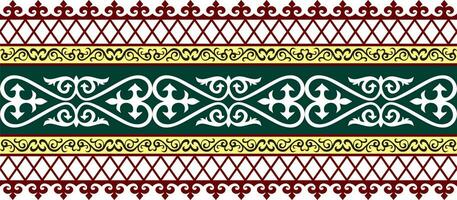 Vektor nahtlos farbig kazakh National Ornament, Grenze, rahmen. endlos Muster von Nomaden Völker von das großartig Steppe, Kirgisen, Mongole, Burjat, Kalmücken.