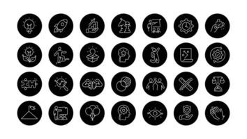 diese Symbol einstellen repräsentiert kreativ Geschäft Lösungen zum innovativ Mannschaft Management. verwenden diese Vektor Symbole zu verbessern Ihre Teams Produktivität und Kommunikation.