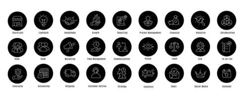 wesentlich klein Geschäft Symbole zu rationalisieren Ihre Operationen, Boost Ihre Marke, und leisten Ihre Ziele. vektor