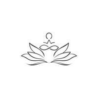 Mensch Yoga mit Lotus Logo. Symbol Vektor Design Vorlage im Weiß Hintergrund.