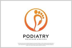zonterapi logotyp design med podiatry och fot klinik unik begrepp premie vektor