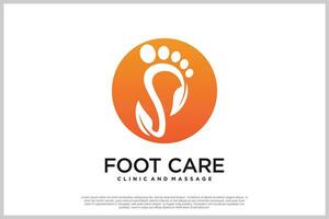 Reflexzonenmassage Logo Design mit Podologie und Fuß Klinik einzigartig Konzept Prämie Vektor