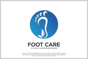 Reflexzonenmassage Logo Design mit Podologie und Fuß Klinik einzigartig Konzept Prämie Vektor
