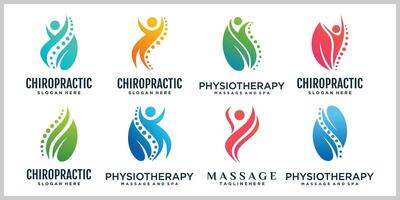 Physiotherapie Logo Design Vorlagen kreativ Konzept Prämie Vektor