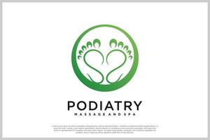 zonterapi logotyp design med podiatry och fot klinik unik begrepp premie vektor