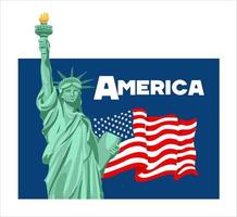 Freiheitsstatue, Symbol von New York, USA, USA-Flagge
