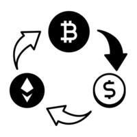 Kryptowährung Handel linear Symbol vektor