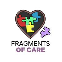 Illustration von das herzförmig Fragment Logo. Puzzle Logo auf das Thema von Bewusstsein, Spende, Wohltätigkeit, Kind, Hochzeit, und Romantik vektor