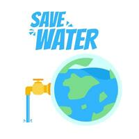spara vatten klot jord planet kampanj tecknad serie klotter platt design stil vektor illustration