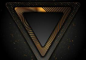 schwarz und golden Dreiecke mit linear Ornament vektor
