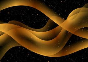 gyllene glansig slät vågor och skinande prickar abstrakt bakgrund vektor
