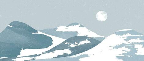 Blau Berg Landschaft Illustrationen. kreativ minimalistisch modern Kunst malen. abstrakt zeitgenössisch ästhetisch Hintergründe Landschaften. mit Berge, Hügel und Himmel vektor