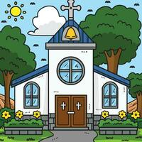 kristen kyrka färgad tecknad serie illustration vektor