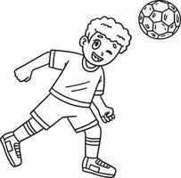 Junge Schlagen Fußball Ball mit Kopf isoliert vektor