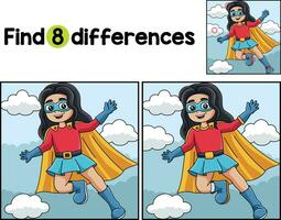 Superheld Mädchen finden das Unterschiede vektor
