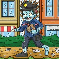 Zombie Polizei farbig Karikatur Illustration vektor