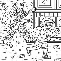 Zombie jagen ein Kind Färbung Seiten zum Kinder vektor