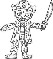 Pirat Zombie isoliert Färbung Seite zum Kinder vektor