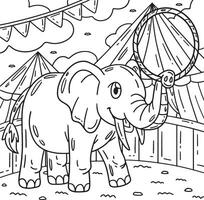 cirkus elefant med hula ring färg sida vektor