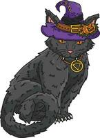 Halloween Katze mit ein Hut Karikatur farbig Clip Art vektor