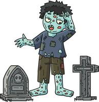 Zombie im ein Friedhof Karikatur farbig Clip Art vektor