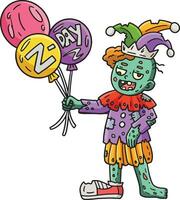 zombie clown med ballonger tecknad serie färgad ClipArt vektor