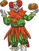 halloween clown tecknad serie färgad ClipArt vektor
