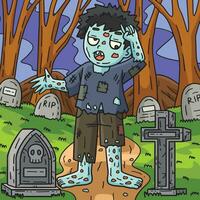 Zombie im ein Friedhof farbig Karikatur Illustration vektor