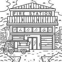 Feuerwehrmann Bahnhof Färbung Seite zum Kinder vektor