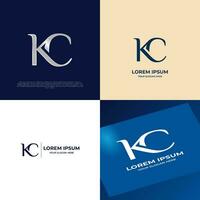 kc första text modern lyx logotyp mall för företag vektor