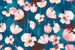 nahtlos Muster von Mohnblumen Blume gezeichnet Aquarell.Blumen Hintergrund.entworfen zum Stoff und Hintergrund, Jahrgang style.hand gezeichnet Blumen- Muster.Poppy Garten. vektor