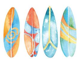 Hand gezeichnet Aquarell Surfen Board.Hallo Sommer.Wasser extrem Sport. vektor