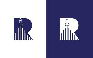 r Brief Rakete Logo Design vektor