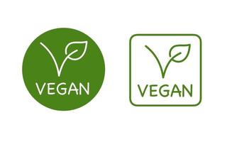 tunn linje vegan blad ekologisk logotyp märke vektor