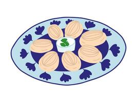 caucasian natonal maträtt från deg och kött. vektor tecknad serie manti maträtt illustration