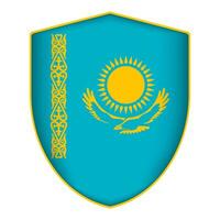 kazakhstan flagga i skydda form. vektor illustration.