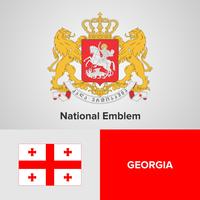 Georgia National Emblem, karta och flagga vektor