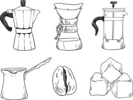 kaffe ikon uppsättning årgång illustration vektor