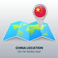 platsikon för Kina på världskartan, rundnålsikon för Kina vektor