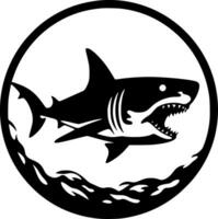 haj - svart och vit isolerat ikon - vektor illustration