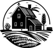 Bauernhaus - - schwarz und Weiß isoliert Symbol - - Vektor Illustration