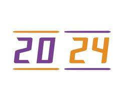 2024 Neu Jahr Urlaub abstrakt Grafik lila und Orange Design Vektor Logo Symbol Illustration