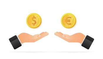 pengar utbyta dollar euro. gul bakgrund. vektor illustration design