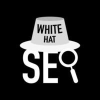 Suche Motor Optimierung zum Netz SEO Weiß Hut. Vektor Illustration.